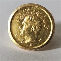 Iranian 5 Pahlavi Gold Coin Mounted in 14K Ring