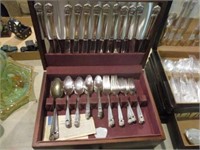1847 Roger Bros. silverware set w/wooden box