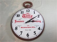 Plastic "The Time Ins. Co." Battery Operated Clock