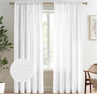 $82 52x96” White Semi Sheer Curtains 2 Panels