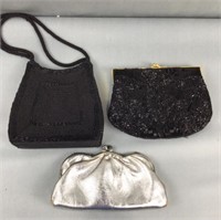 Small beaded purses and silver purse
