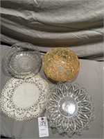 3 Carnival Glass Centerpiece Bowls