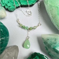 *Sterling Silver Green Stone Pendant