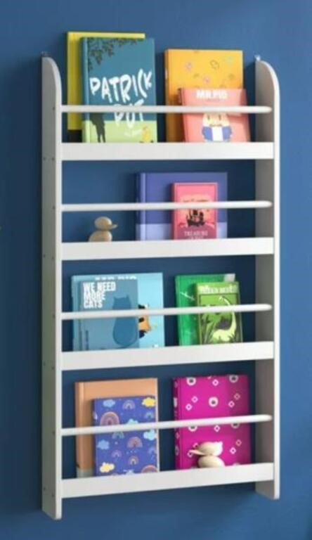 Homfa 4-Tier Wall Bookshelf, Wall Mounted Kid