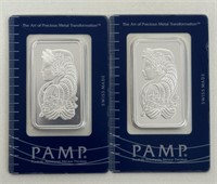 (2) 1oz SILVER PAMP SUISSE BARS