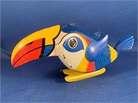 VINTAGE TIN WIND UP JUMPING PARROT WORKS