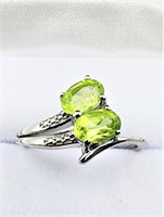 Sterling Silver 6mm x 3.8mm Natural Peridot Ring,