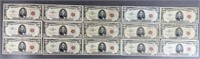 15pc 1963 Series $5 Legal Tender Notes Red Seals