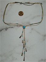 OF) Sterling silver and turquoise necklace
