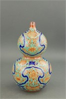 Chinese Copper Red Porcelain Gourd Vase Qianlong M