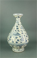 Chinese Blue & White Crackle Glaze Porcelain Vase