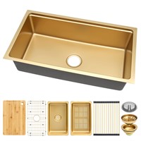 MILOSEN Gold Undermount Kitchen Sink 32×18 Inch, S