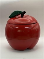 Ceramic Apple Cookie jar, USA 8”x 8 1/2”x has a