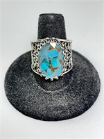 Stunning Sterling (Turkey) Faceted Turquoise Ring