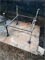 Old table with metal legs looks homemade
