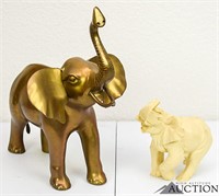 Large Brass Elephant, Vintage Resin Elephant