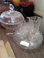 Lot of glassware, candy dish, plates, glasses