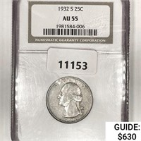 1932-S Washington Silver Quarter NGC AU55