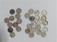 TWENTY-NINE 1968 & EARLIER CANADIAN 10 CENT COINS