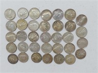 THIRTY-FOUR 1967 CANADIAN CENTENNIAL 25 CENT COINS