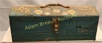 Vintage 19 inch metal tool box and assorted