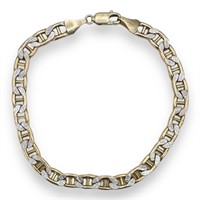 10K Tricolor Gold Curb Link Chain Bracelet