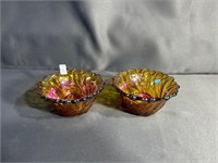 Amber Glass Candle Holders Qty 2