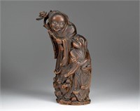 CHINESE CARVED BAMBOO SCULPTURE OF TWO FIGURES
