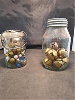 Two Jars With Bell Ornaments Inside x2