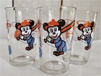 Vintage Juice Glasses Mouse Sports Pattern