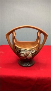 Roseville Pottery Magnolia Brown Ceramic Basket