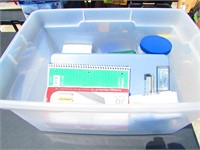 Tote of Various Office Supplies