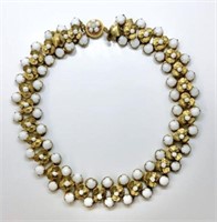 Signed Miriam Haskell Necklace w/White Beads.