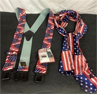 C8) American flag suspenders the clip on your belt