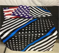 C8) four new American flag bandannas two are thin