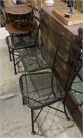 One pair of outdoor mesh metal patio chairs