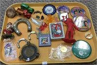 Eclectic tray lot includes vintage metal cars,