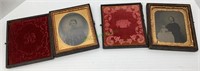 Antique tin type photos in gold tone trimmed