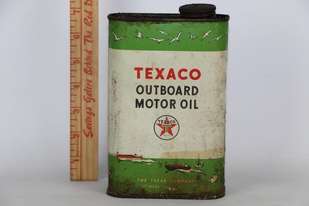 Vintage Texaco Outboard Motor Oil Tin Can
