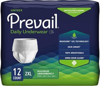 Prevail Daily Underwear 2XL Large 12 Count
