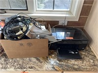 HP Photosmart C4680 printer and box of misc