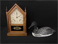 Seth Thomas Steeple Clock & Wooden Carved Loon