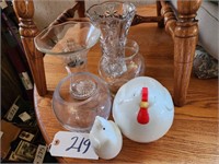 Glass Vases, Chickens