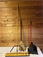 Brooms and dust pan