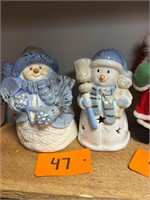 Pair of Vintage Ceramic Snowmen