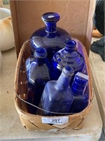 5 Cobalt Blue Jars