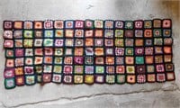 Hand crocheted Granny Square afghan couch cover,