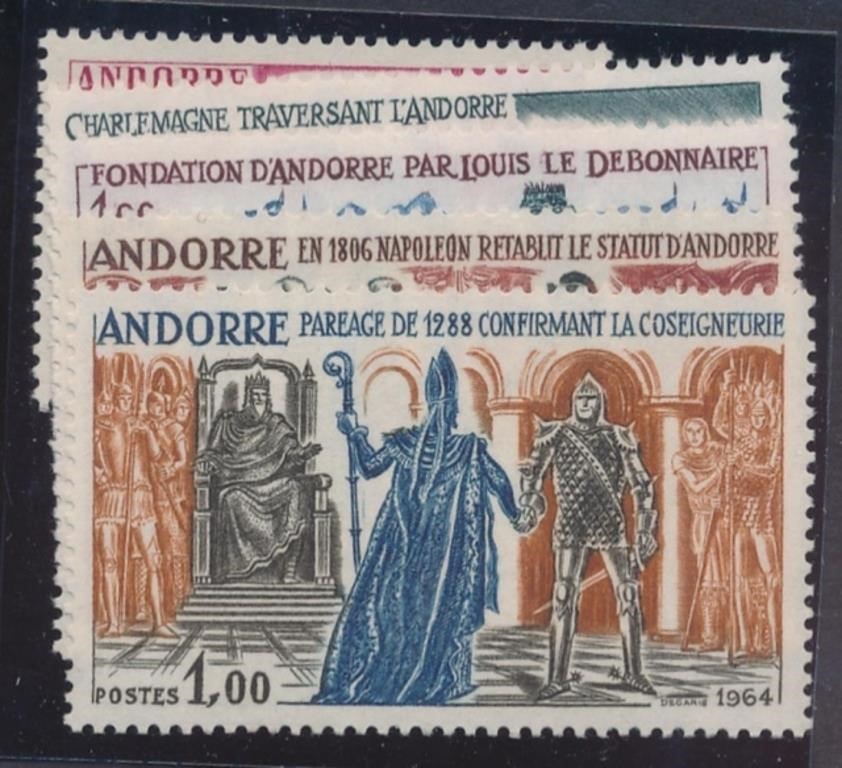 ANDORRA FRENCH #155-157 & #159-160 MINT VF LH