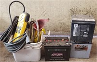 Lot with Various Car Batteries, Extension Cords,
