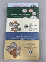 US Mint Unc Coin Sets- 1990, 91, 92, 93, 94